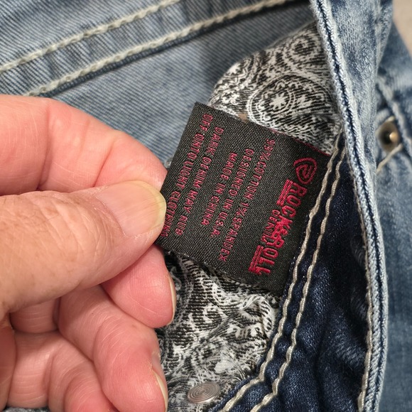 Rock & Roll Men's Pistol Stackable Denim Blue Jeans Size 38x32 Actual 38x30 - Picture 3 of 9